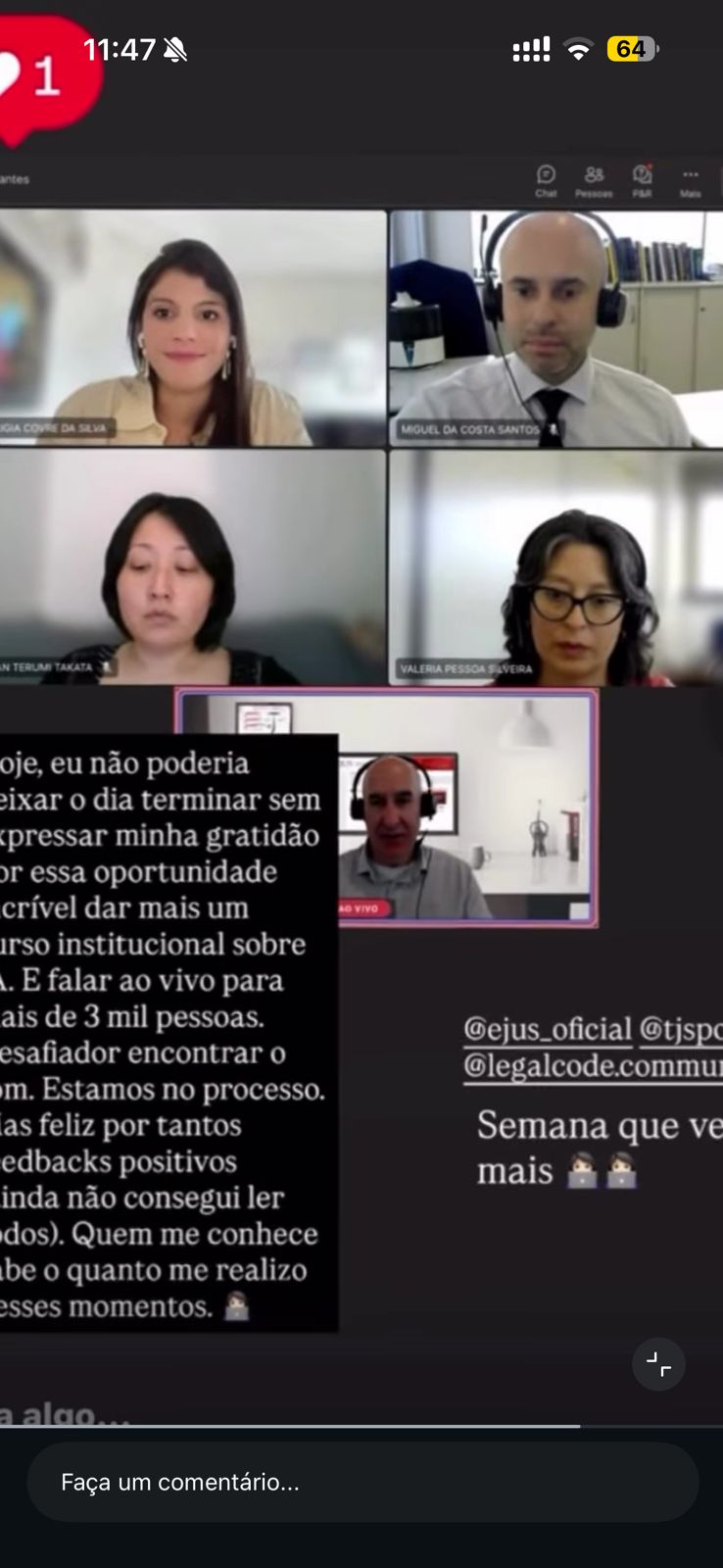 Comentário de profissional do Direito sobre as aulas da Lígia Covre