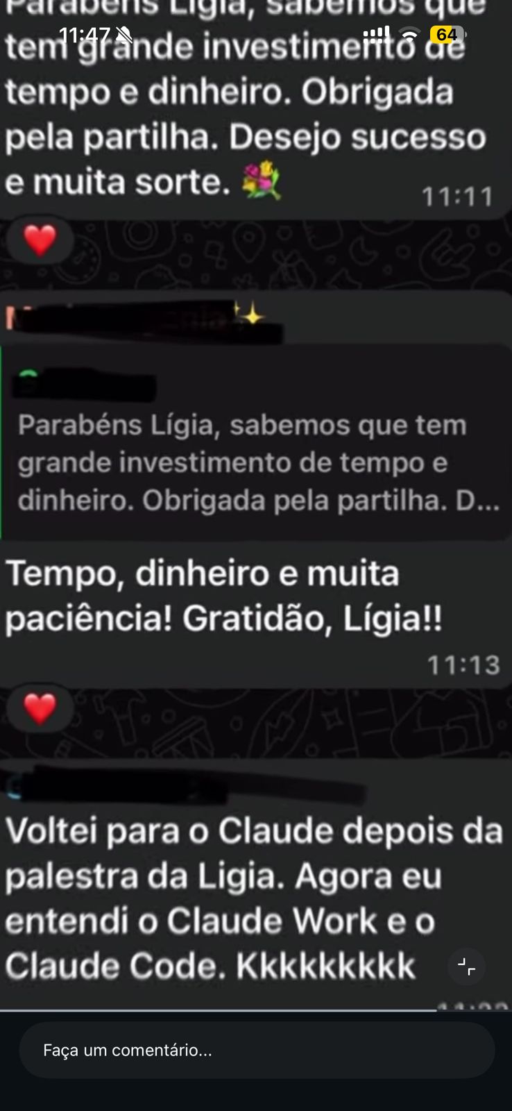 Comentário de profissional do Direito sobre as aulas da Lígia Covre