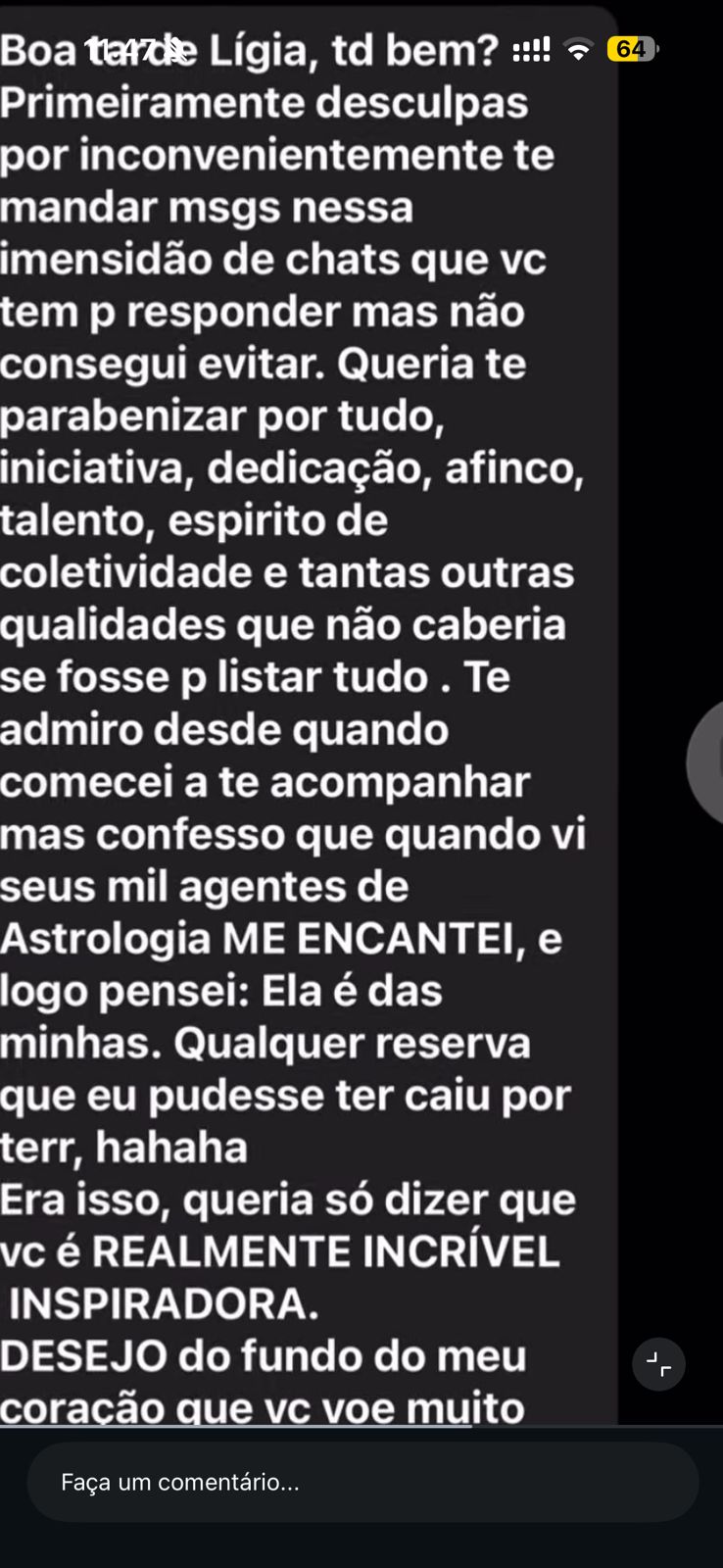 Comentário de profissional do Direito sobre as aulas da Lígia Covre
