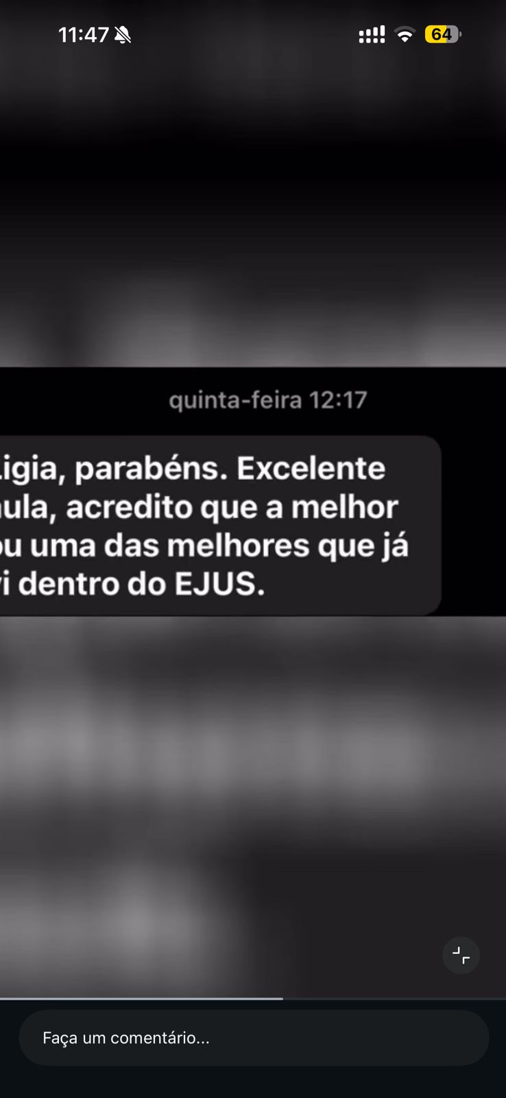 Comentário de profissional do Direito sobre as aulas da Lígia Covre