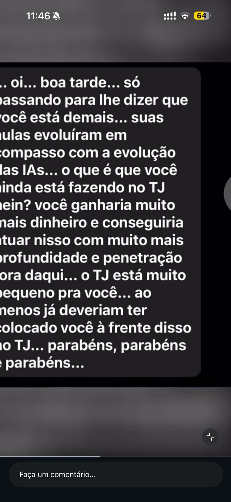 Comentário de profissional do Direito sobre as aulas da Lígia Covre