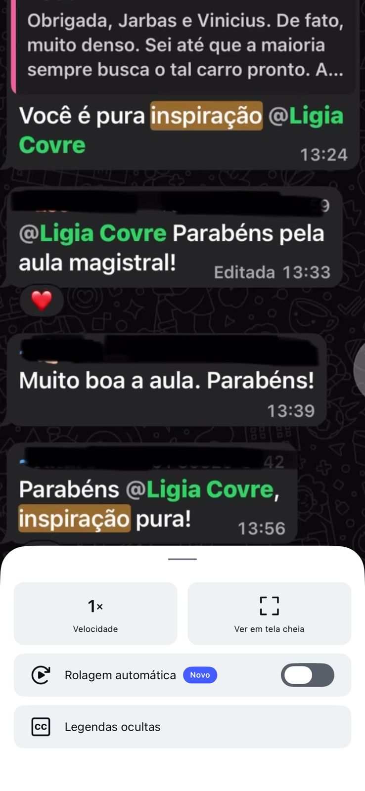 Comentário de profissional do Direito sobre as aulas da Lígia Covre