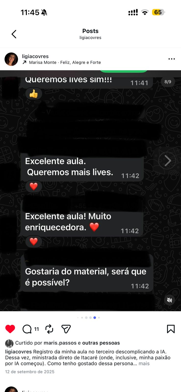 Comentário de profissional do Direito sobre as aulas da Lígia Covre