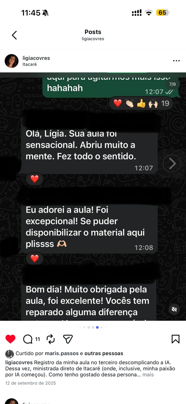Comentário de profissional do Direito sobre as aulas da Lígia Covre